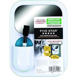 Five Star Mirror Dry Erase Board and Storage Pocket (Teal Glitter)